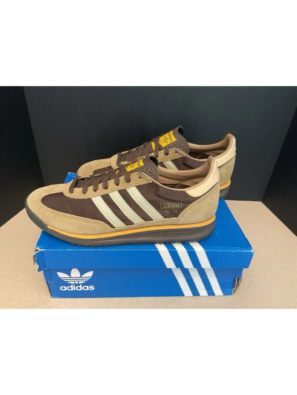 New! Adidas Originals SL 72 RS Brown/Grey/ Yellow Shoes. Men’s 11. Women’s 12